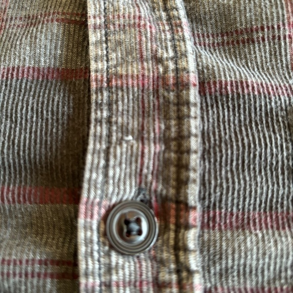 Roots dark grey and burgundy corduroy button down shirt size large may fit small - Picture 12 of 13